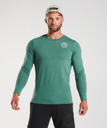 Long Sleeve Męskie Gymshark Legacy Zielone | PL 3658YXF